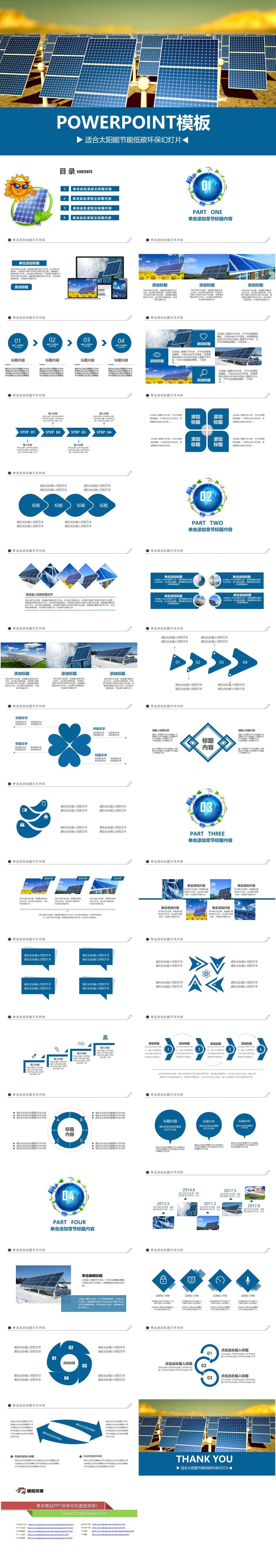 蓝色清洁能源光伏太阳能环保发电PPT模板（2）