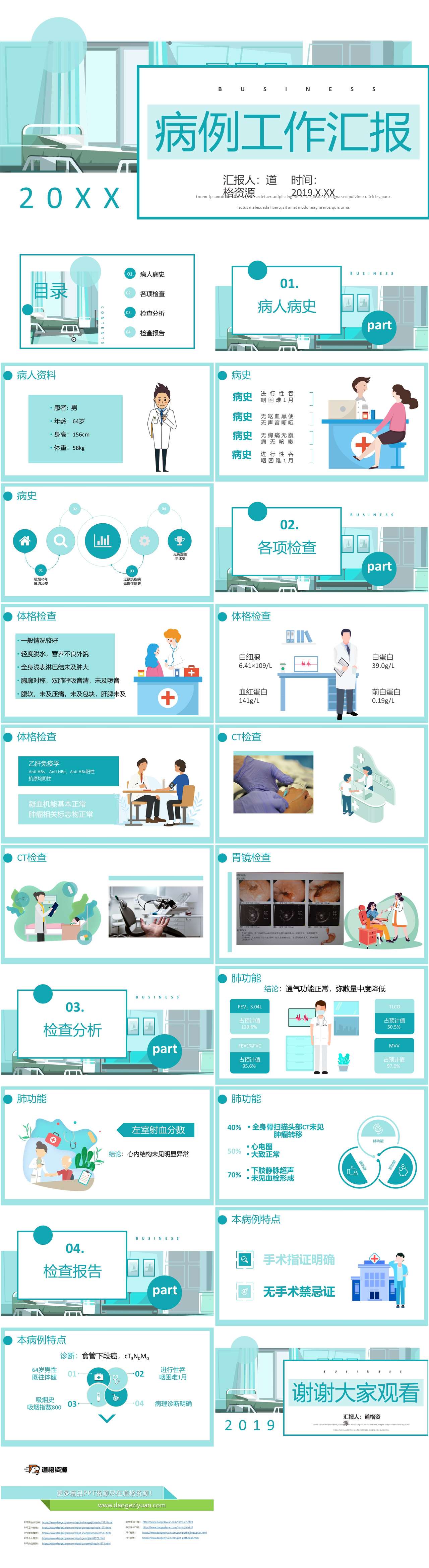 医院病例汇报医生护士工作报告PPT模板（2）