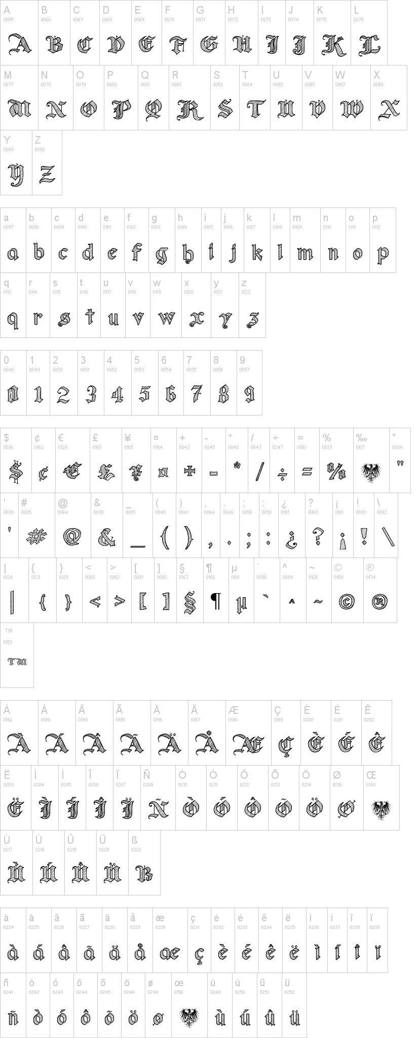 Old Wise Sketch字符映射图