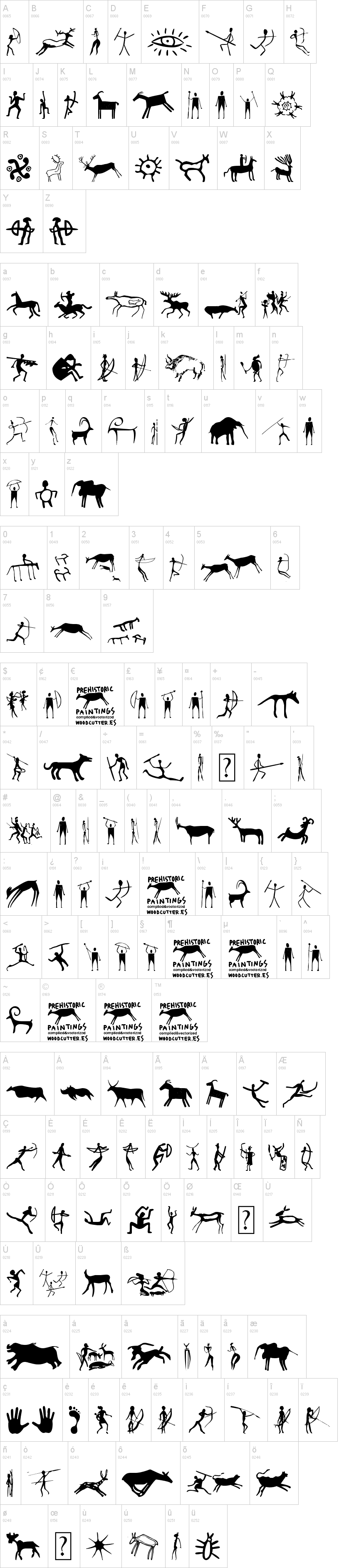 Prehistoric Paintings字符映射图