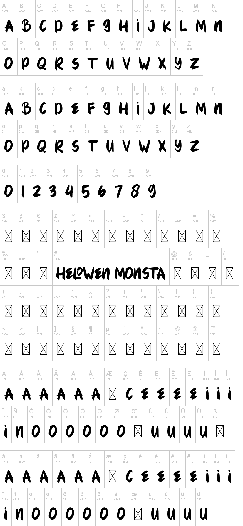 Helowen Monsta字符映射图