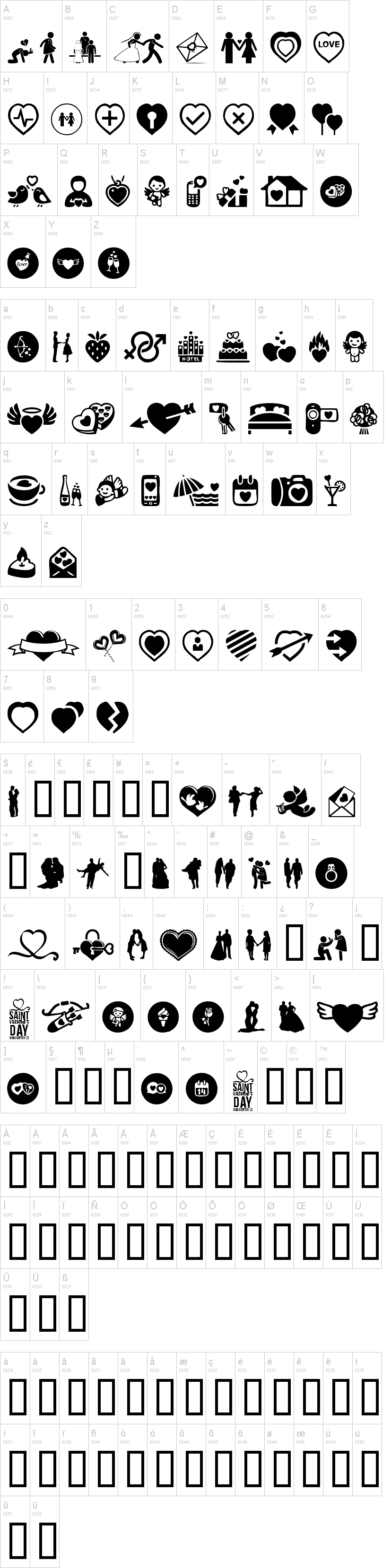 Saint Valentine's Day字符映射图