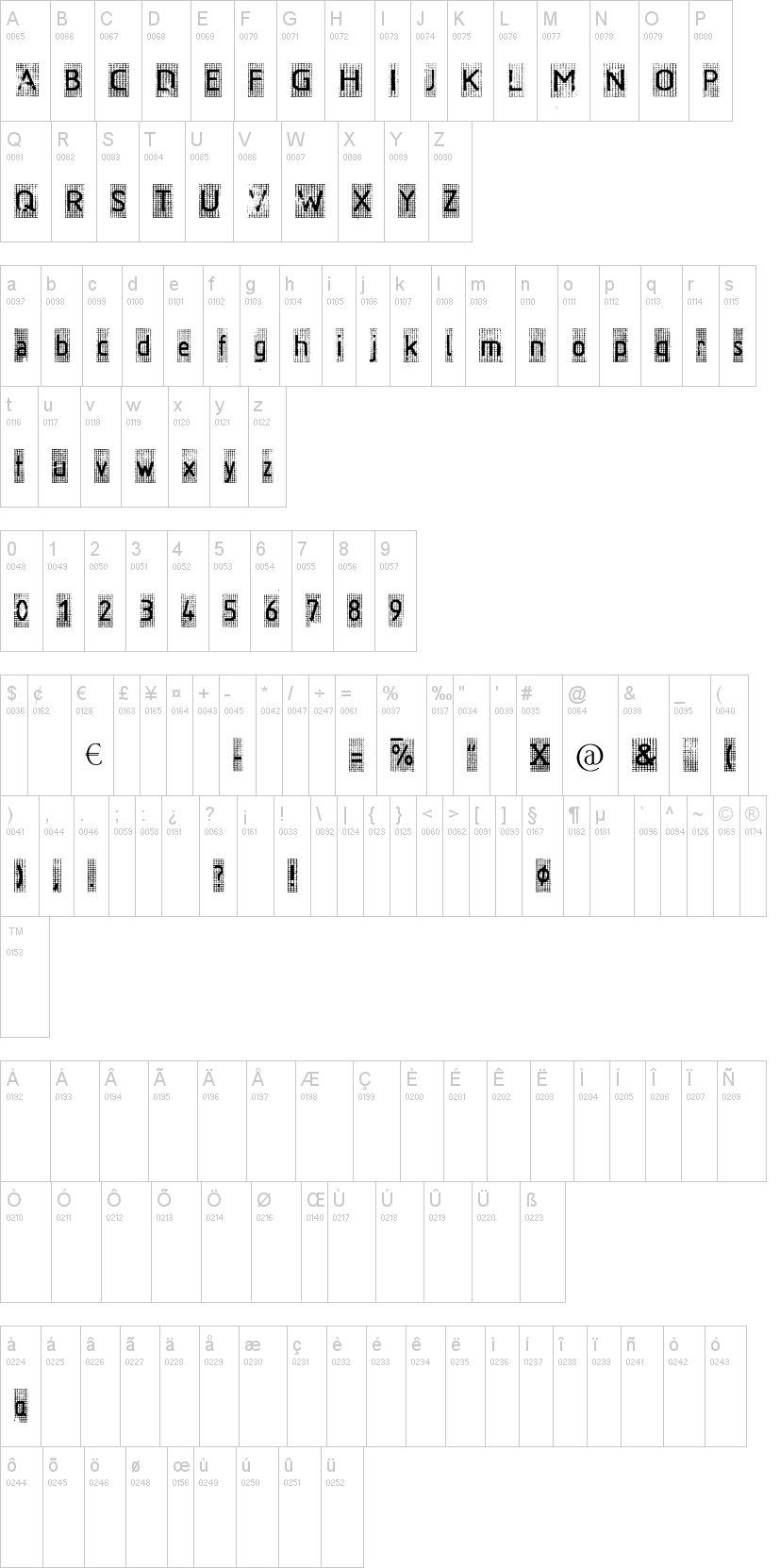 RR Ruitjes字符映射图