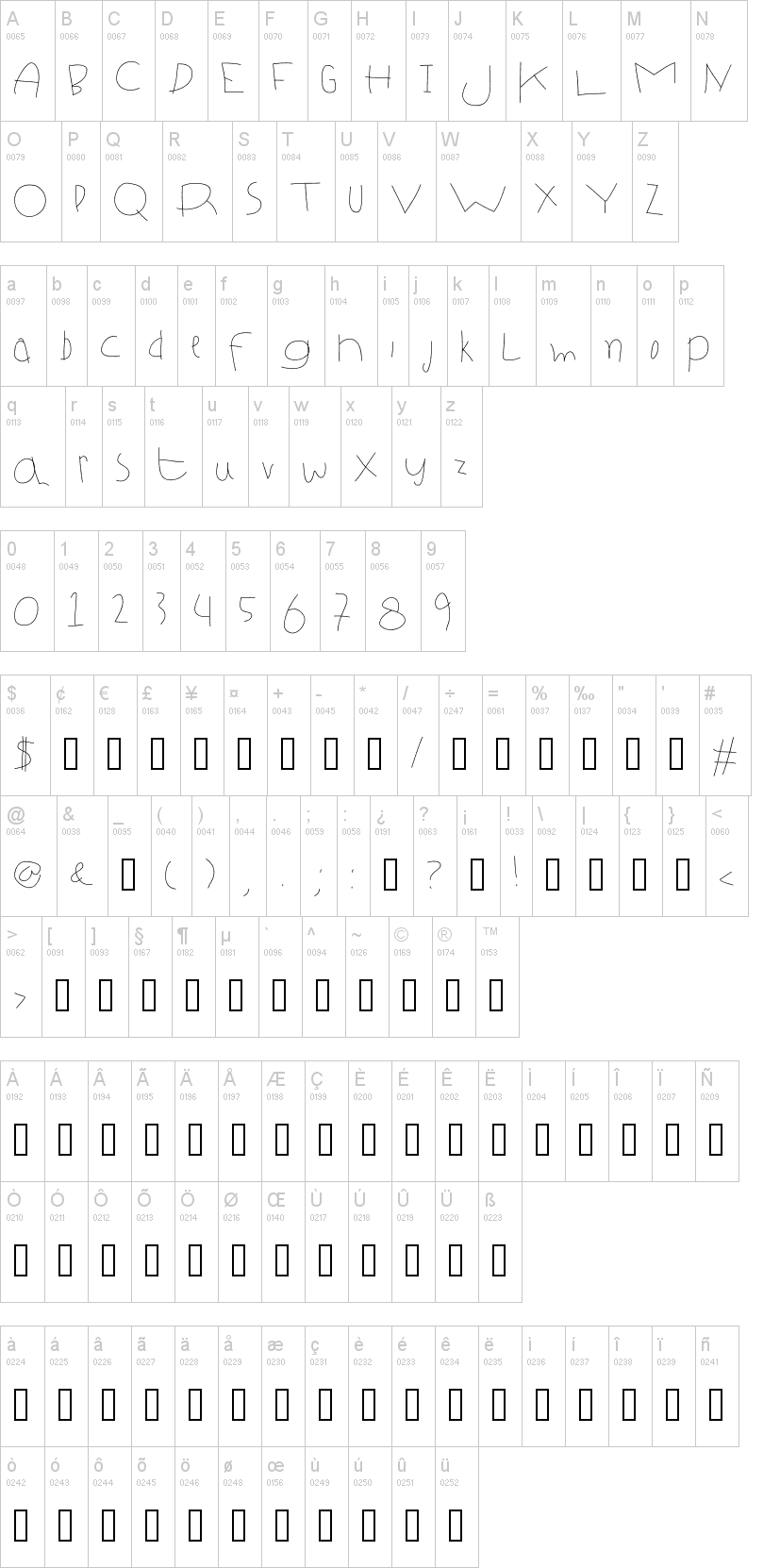 Homework Preschooler字符映射图