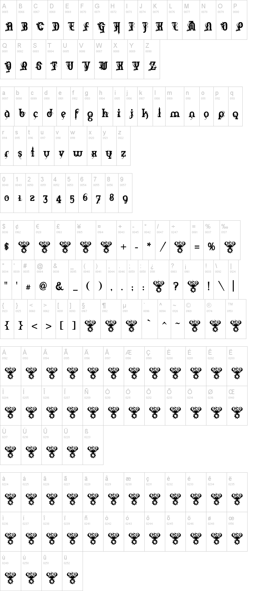 Marquis De Sade字符映射图