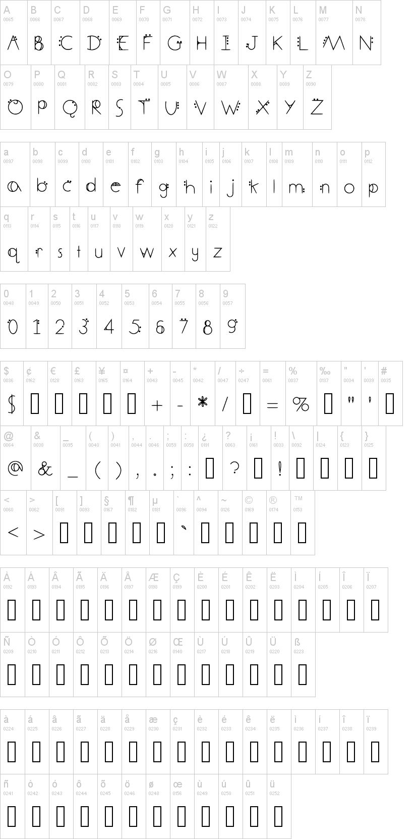 December Deco字符映射图
