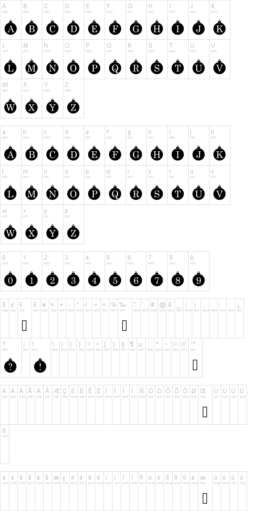Bauble Monogram字符映射图