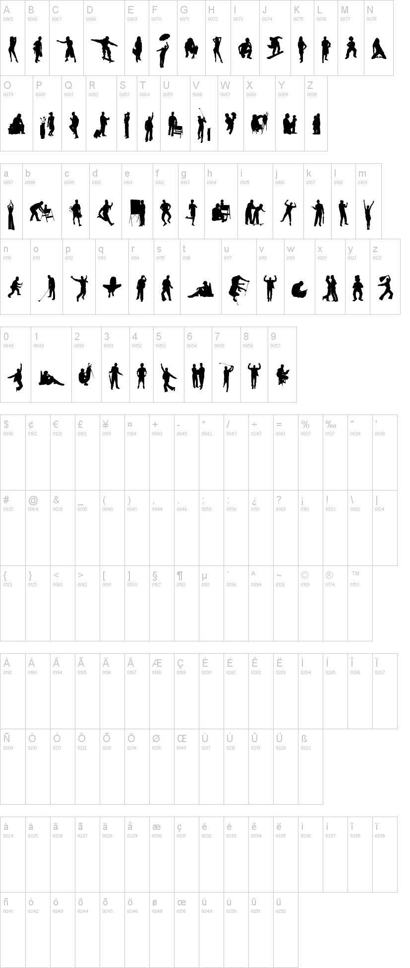 Human Silhouettes Free Seven字符映射图