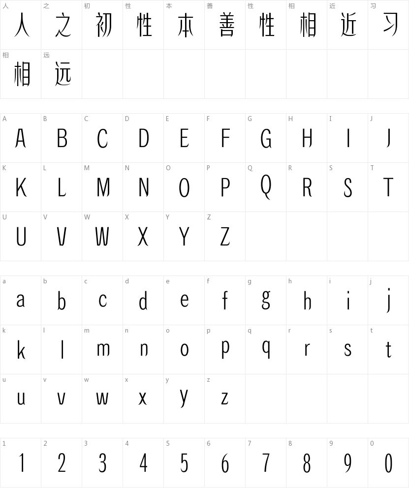 方正非凡体简体字符映射图