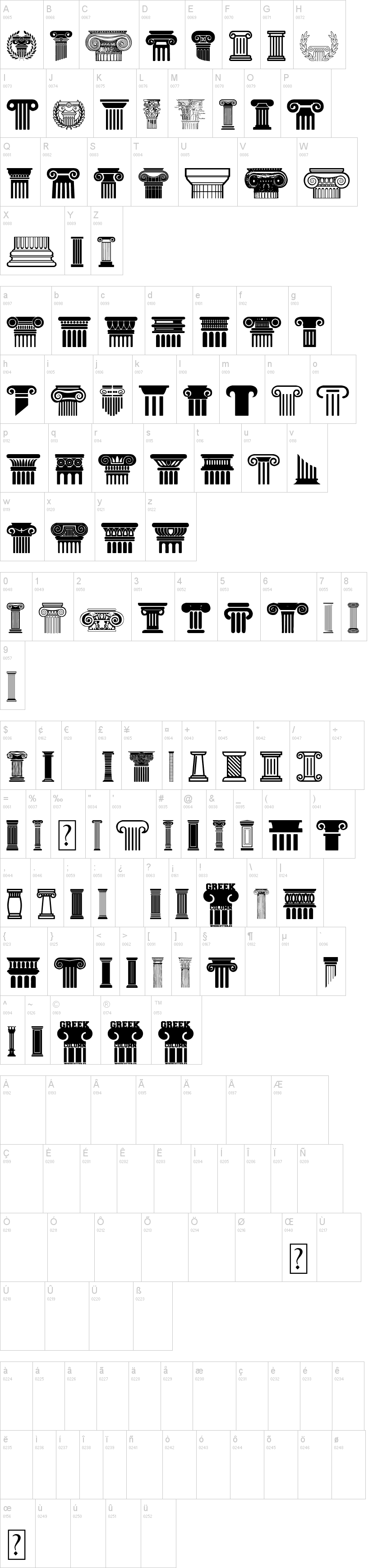 Greek Column字符映射图