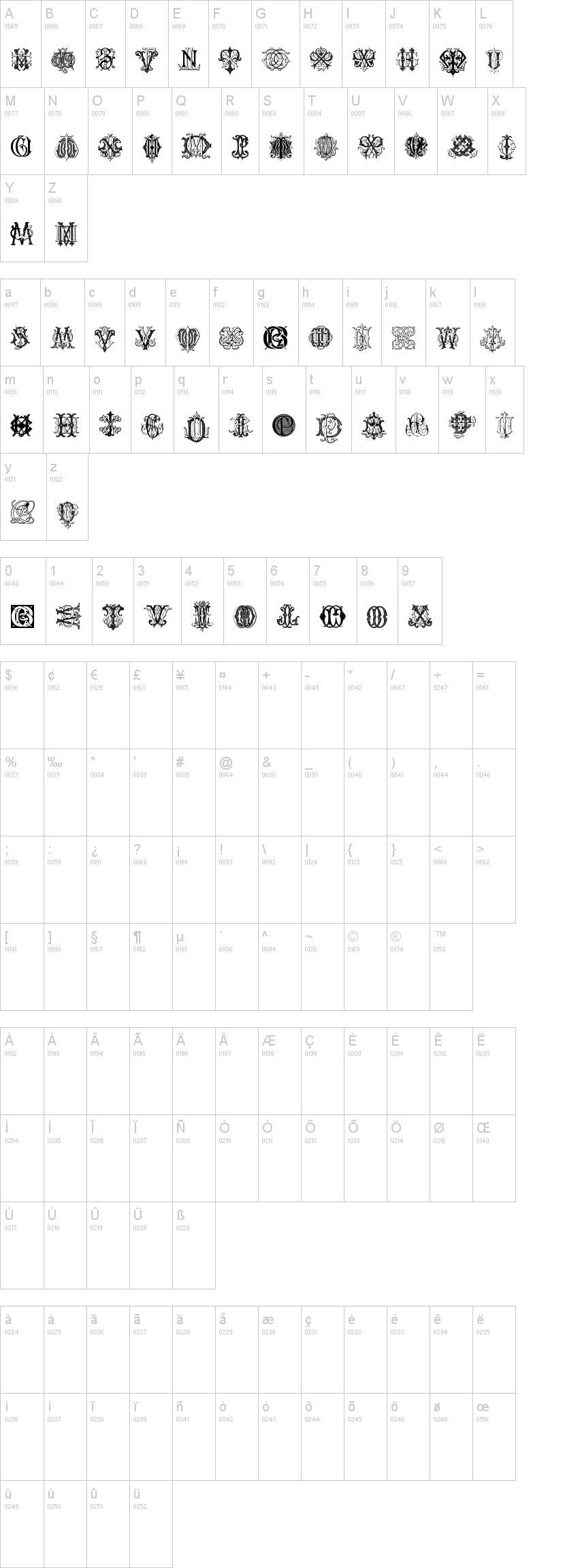 Intellecta Monograms Random Samples Three字符映射图