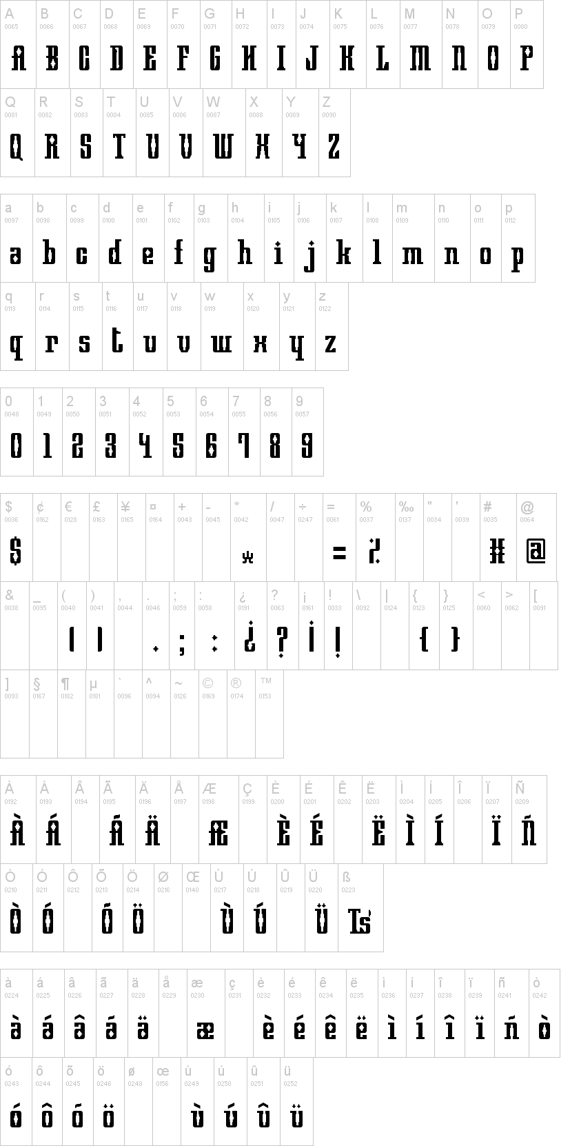 Mayan Square字符映射图