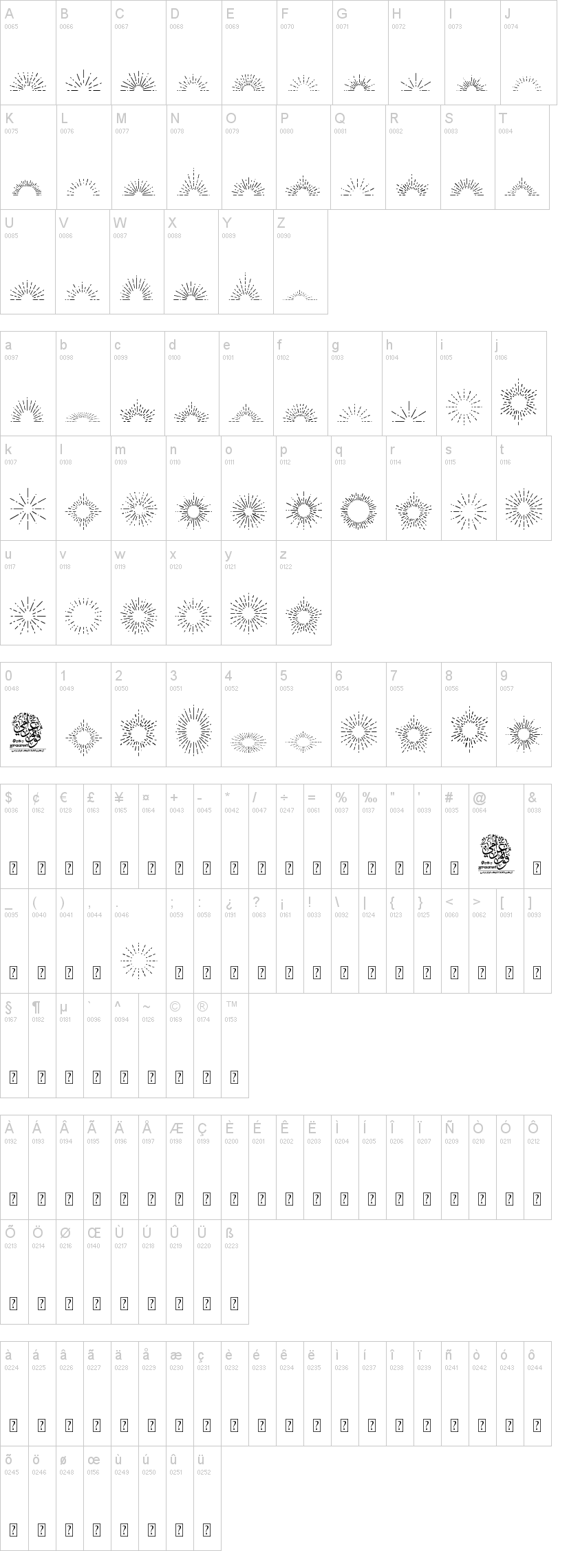Fotograami Shuruq字符映射图