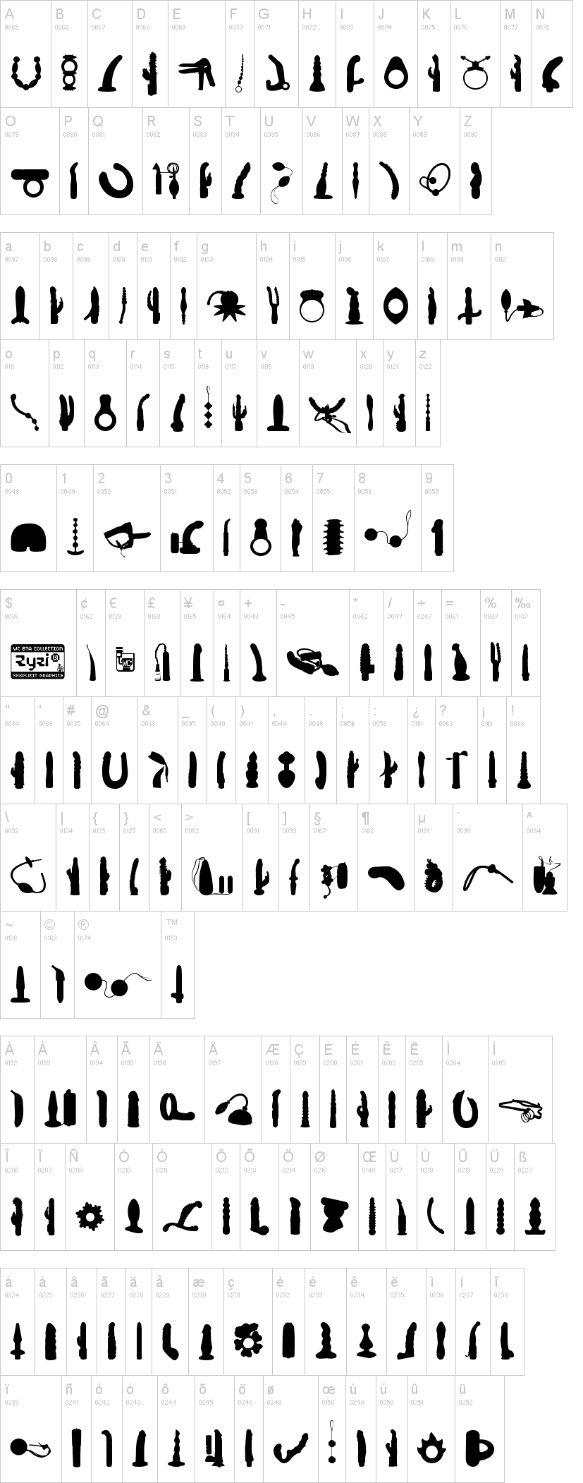 WC Zyzi Bta字符映射图