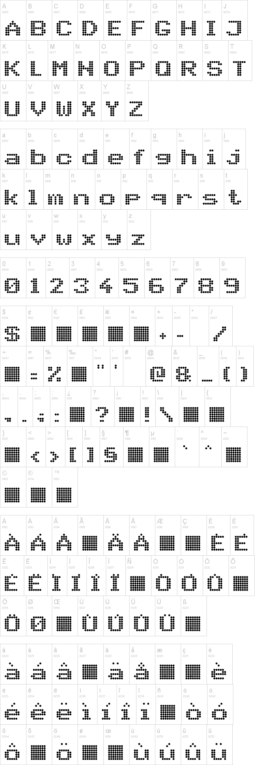 PIDvl bold字符映射图