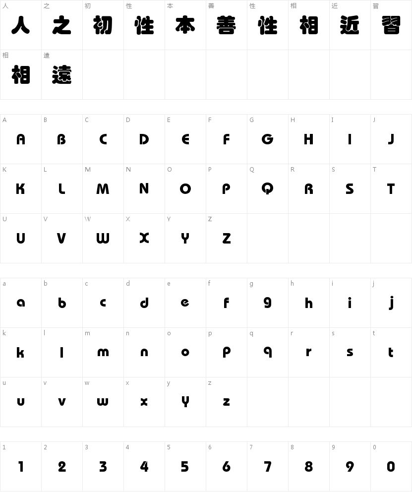中国龙叠圆体字符映射图