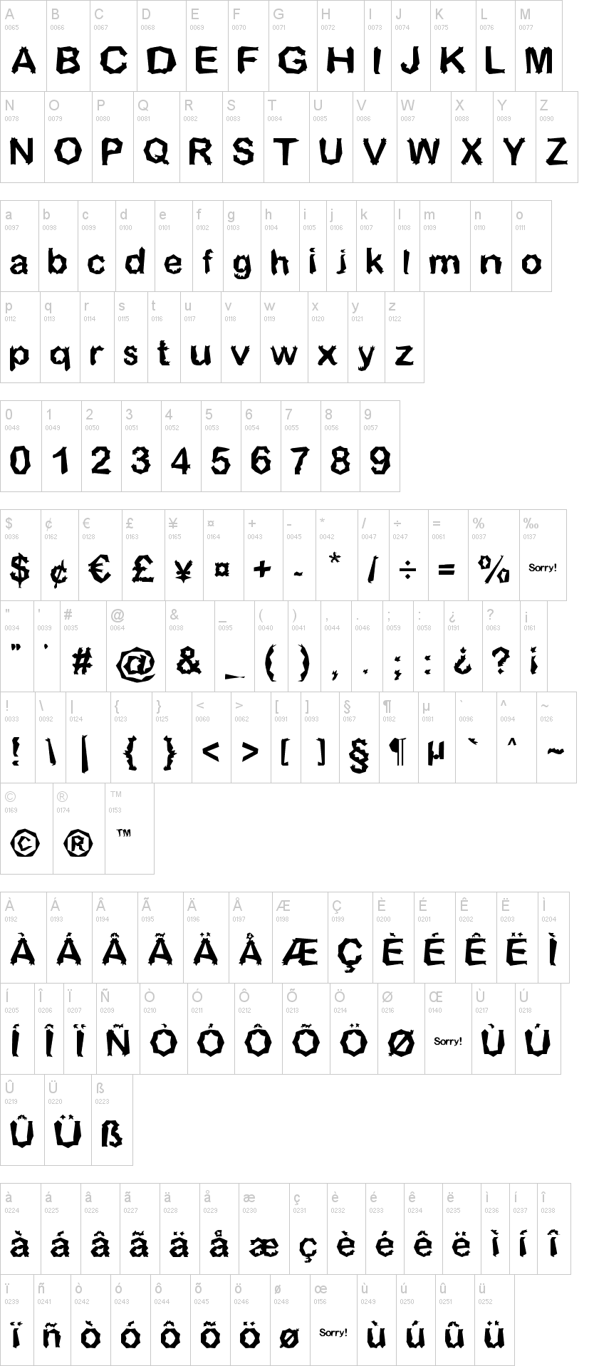 Made of Stars字符映射图