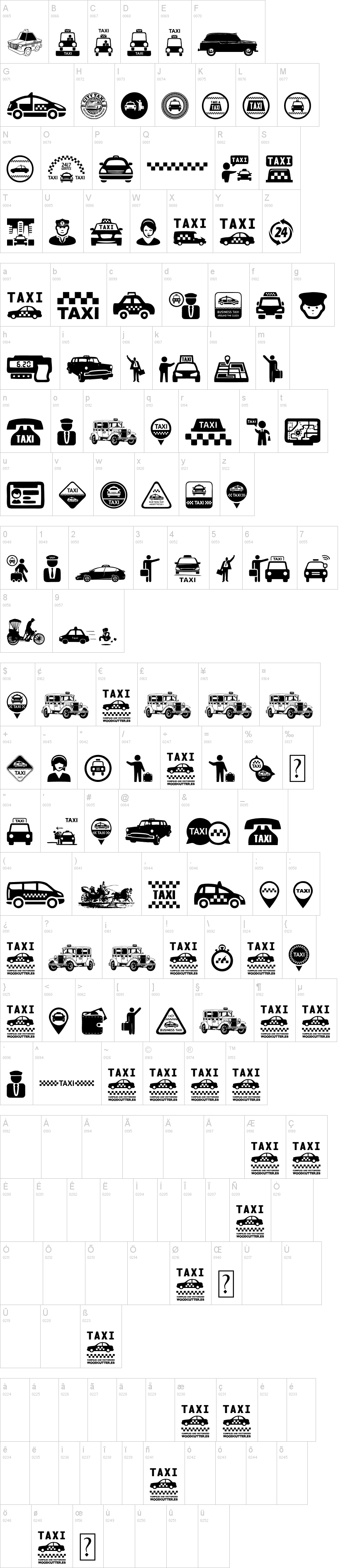 Taxi字符映射图
