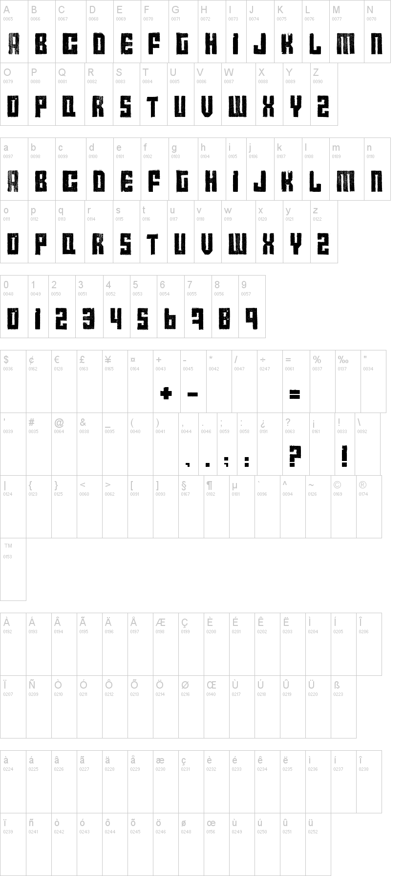 Calame字符映射图