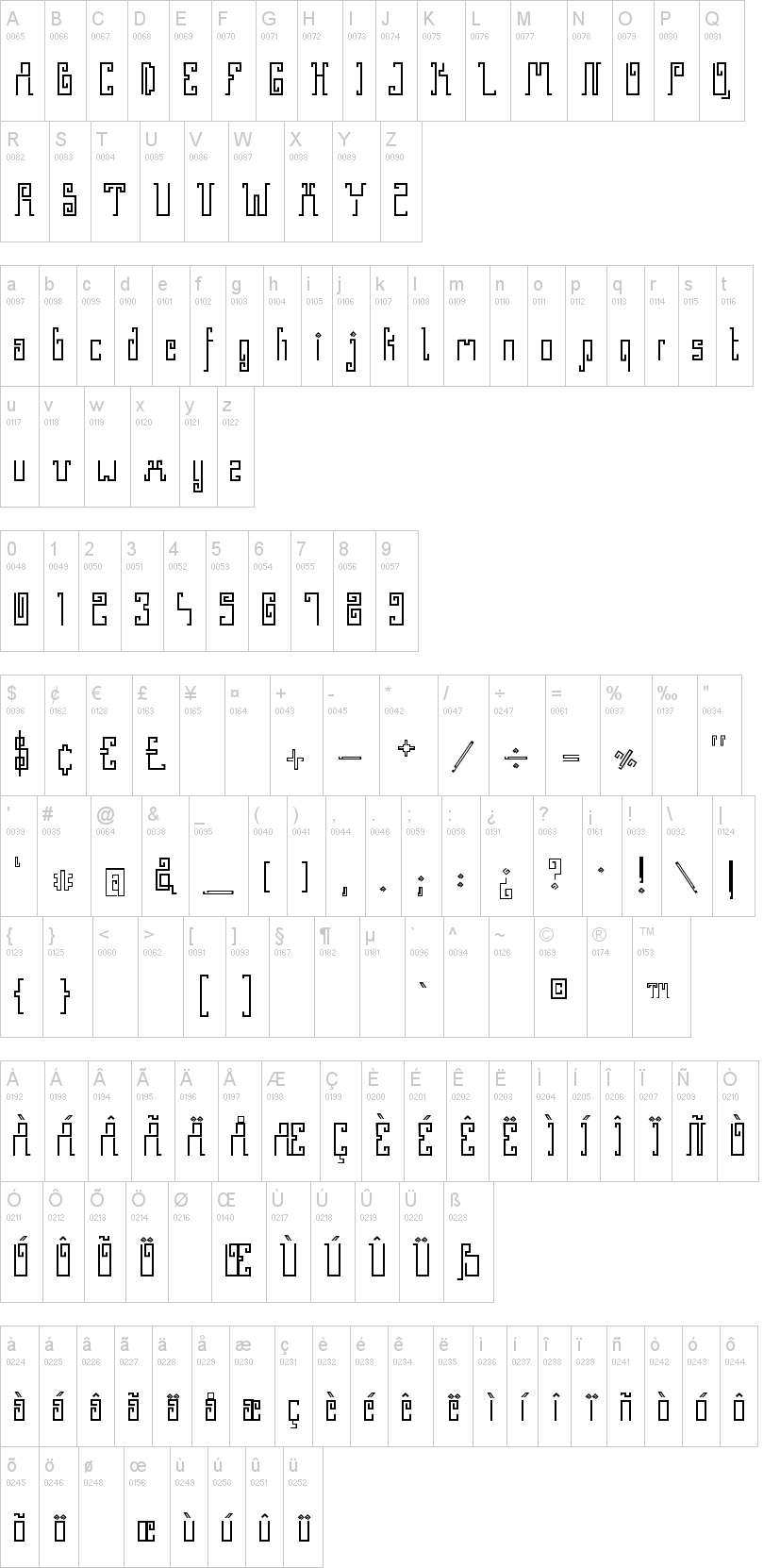 Greek Stone字符映射图
