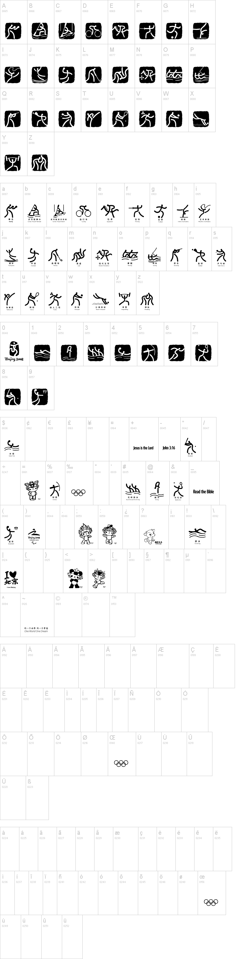Olympic Beijing Picto字符映射图