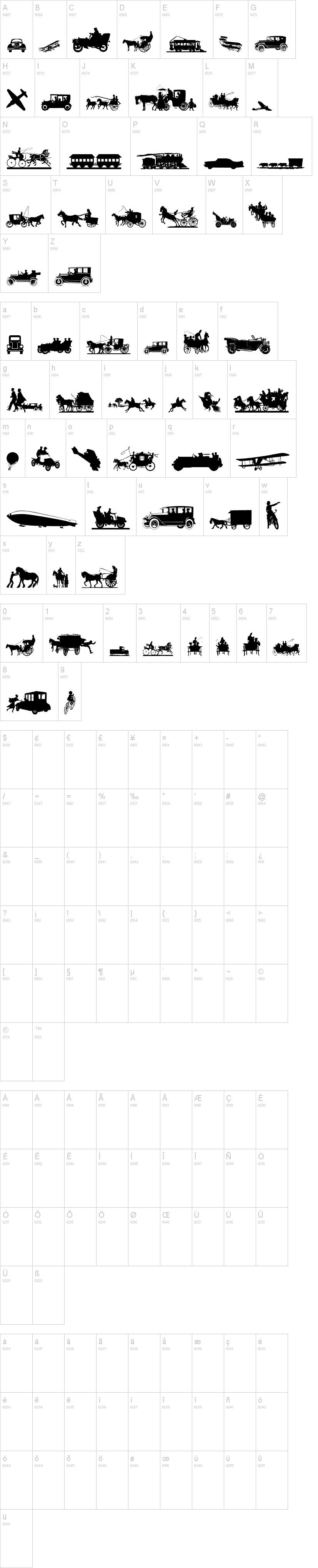 Transportation Dings字符映射图
