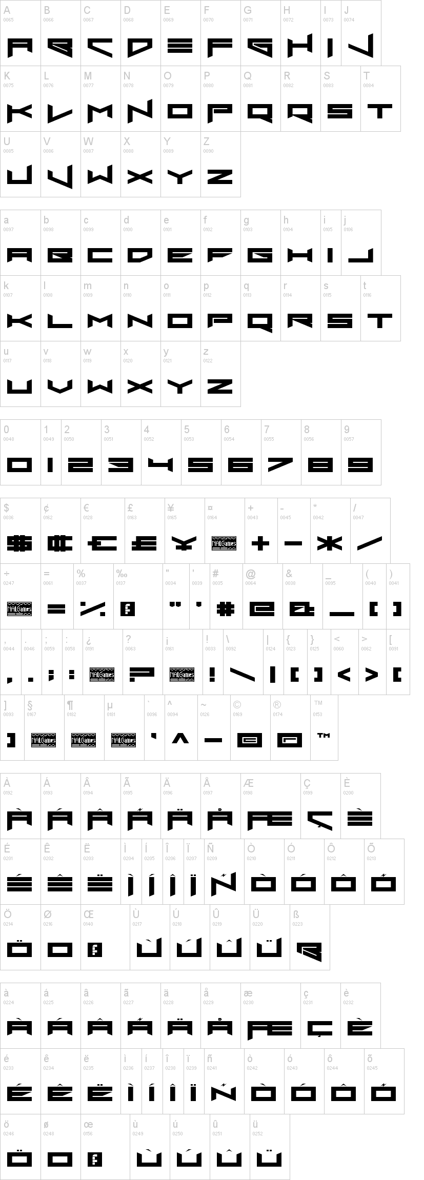 Xero's Proof字符映射图