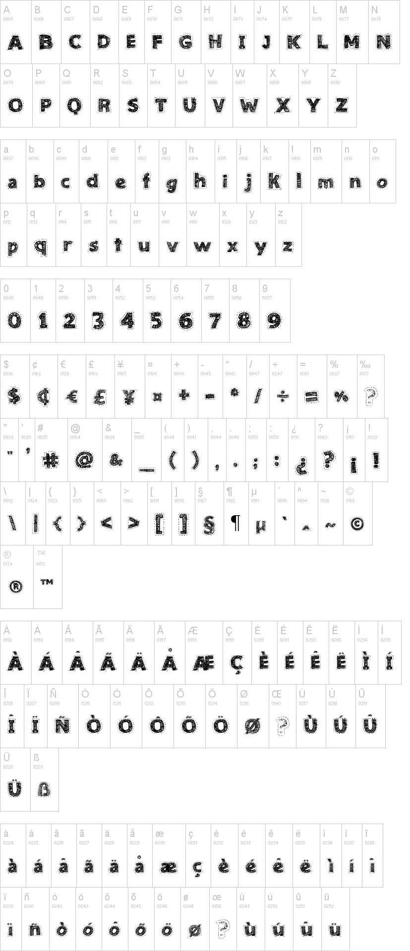 Needlework Good字符映射图