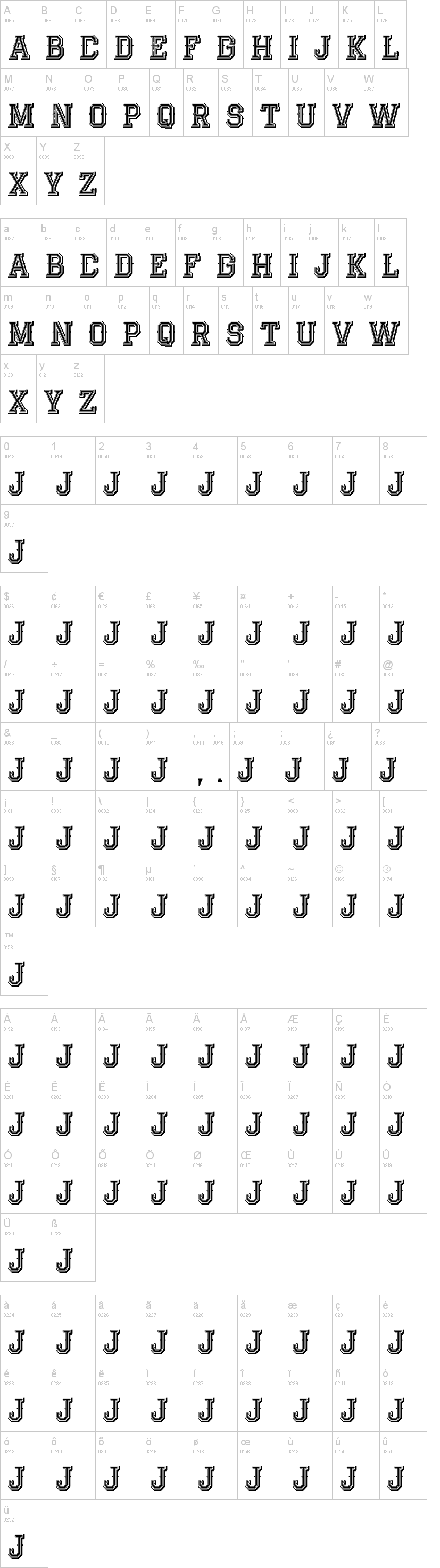 Jack Runner字符映射图