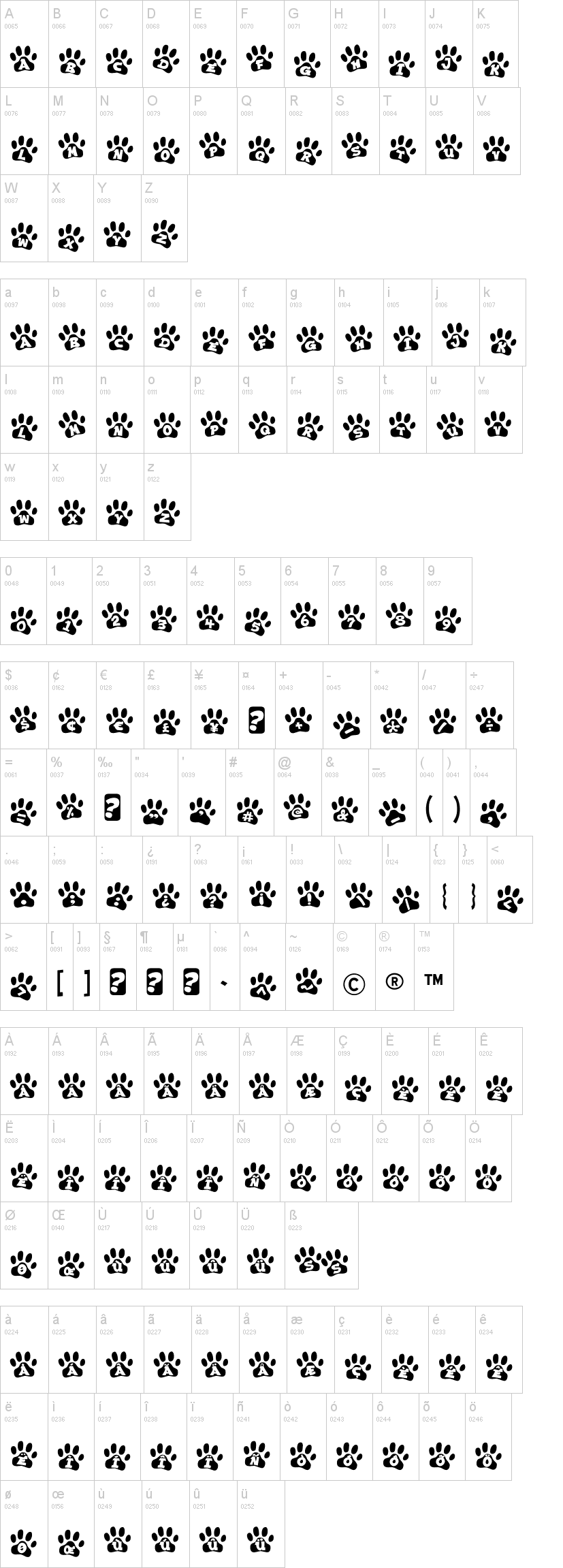 Ennobled Pet字符映射图
