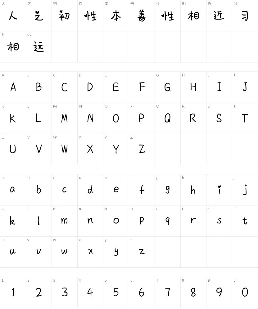 可爱得可爱字符映射图