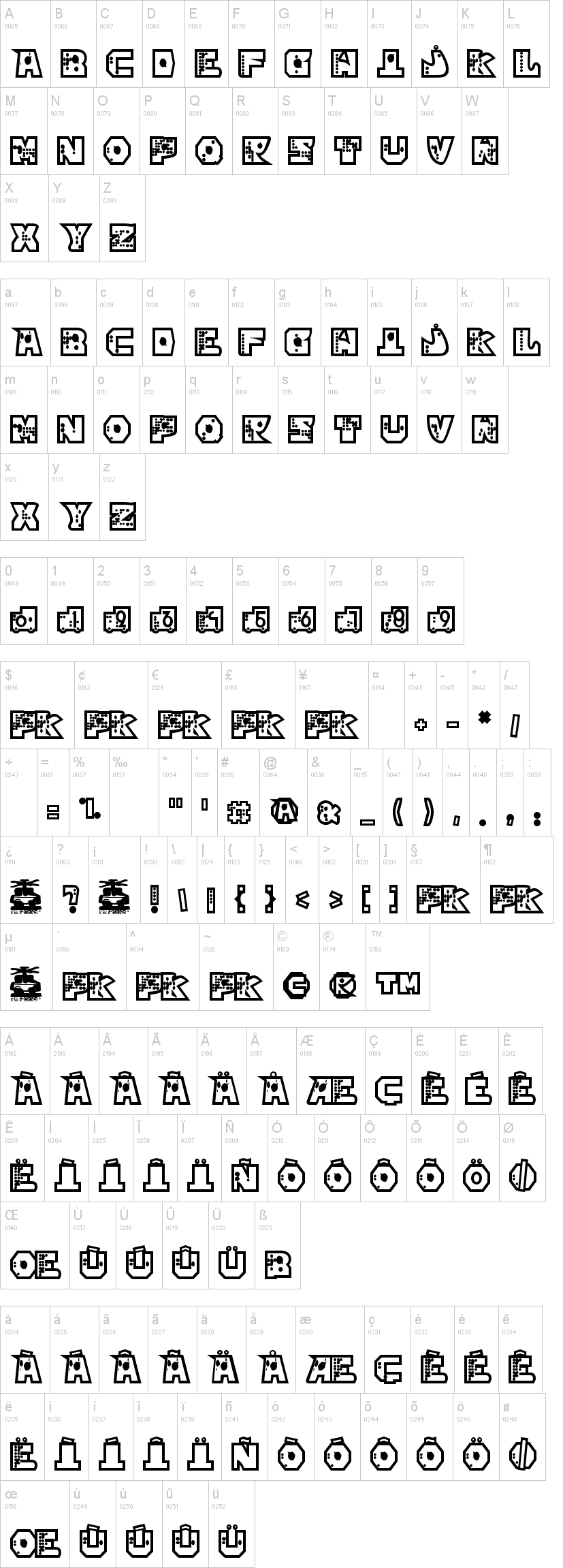 Mekano字符映射图