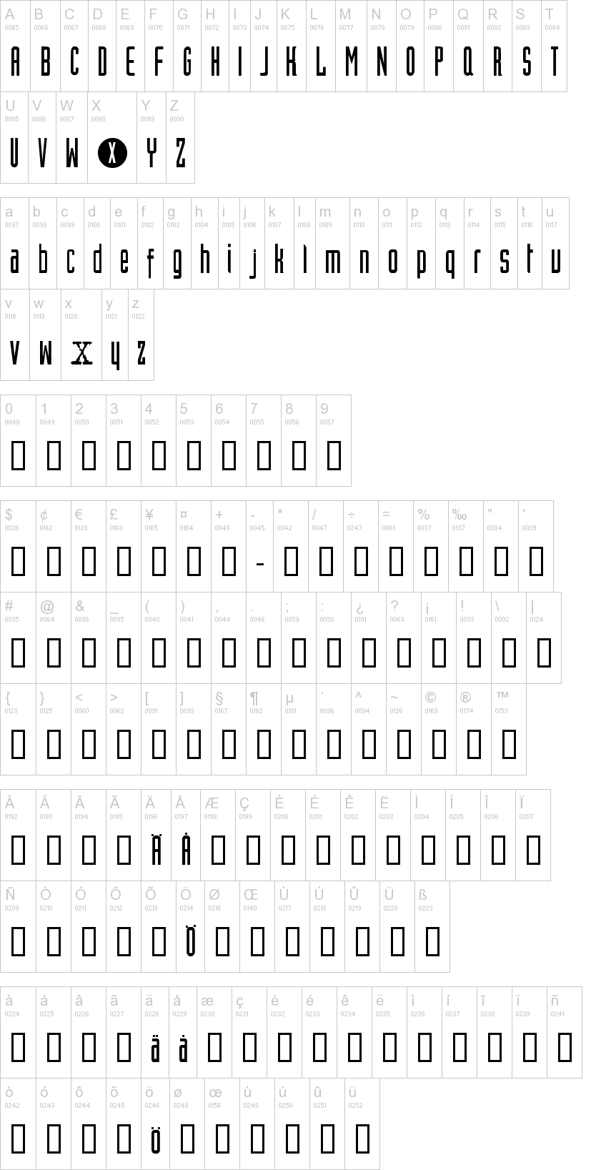 X-Files字符映射图