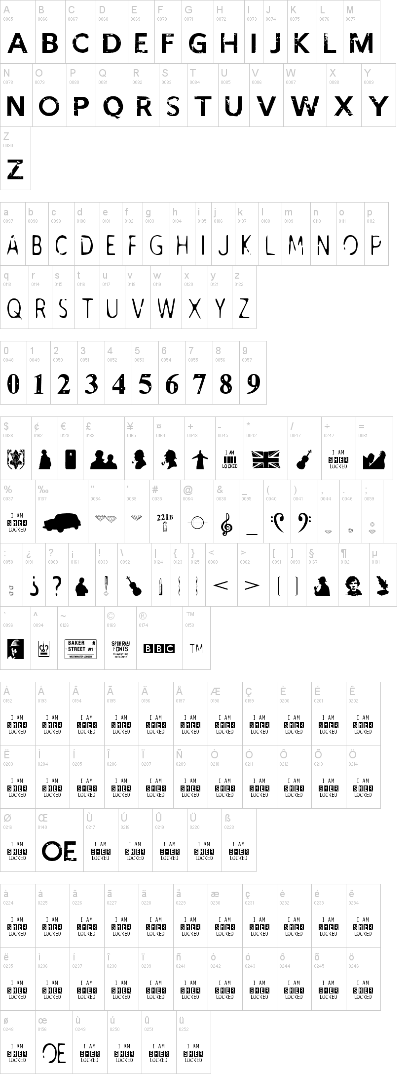 I Am Sherlocked字符映射图