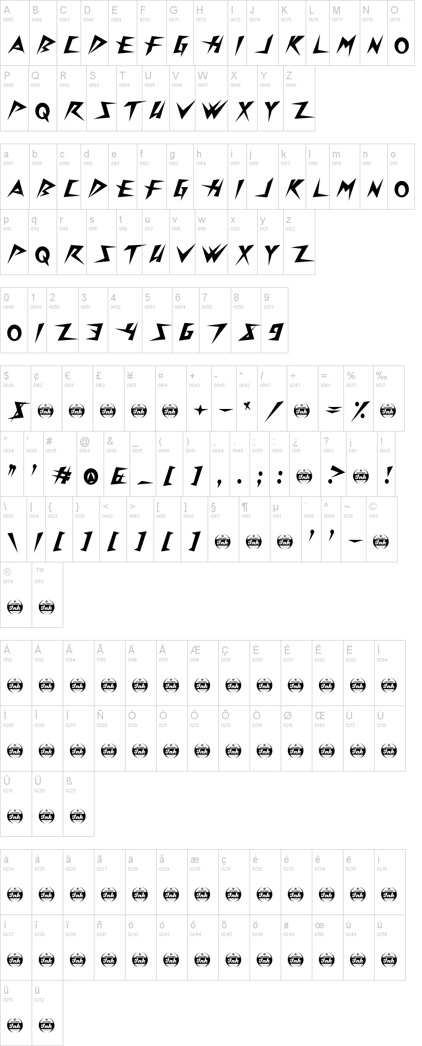 Onslaughter字符映射图