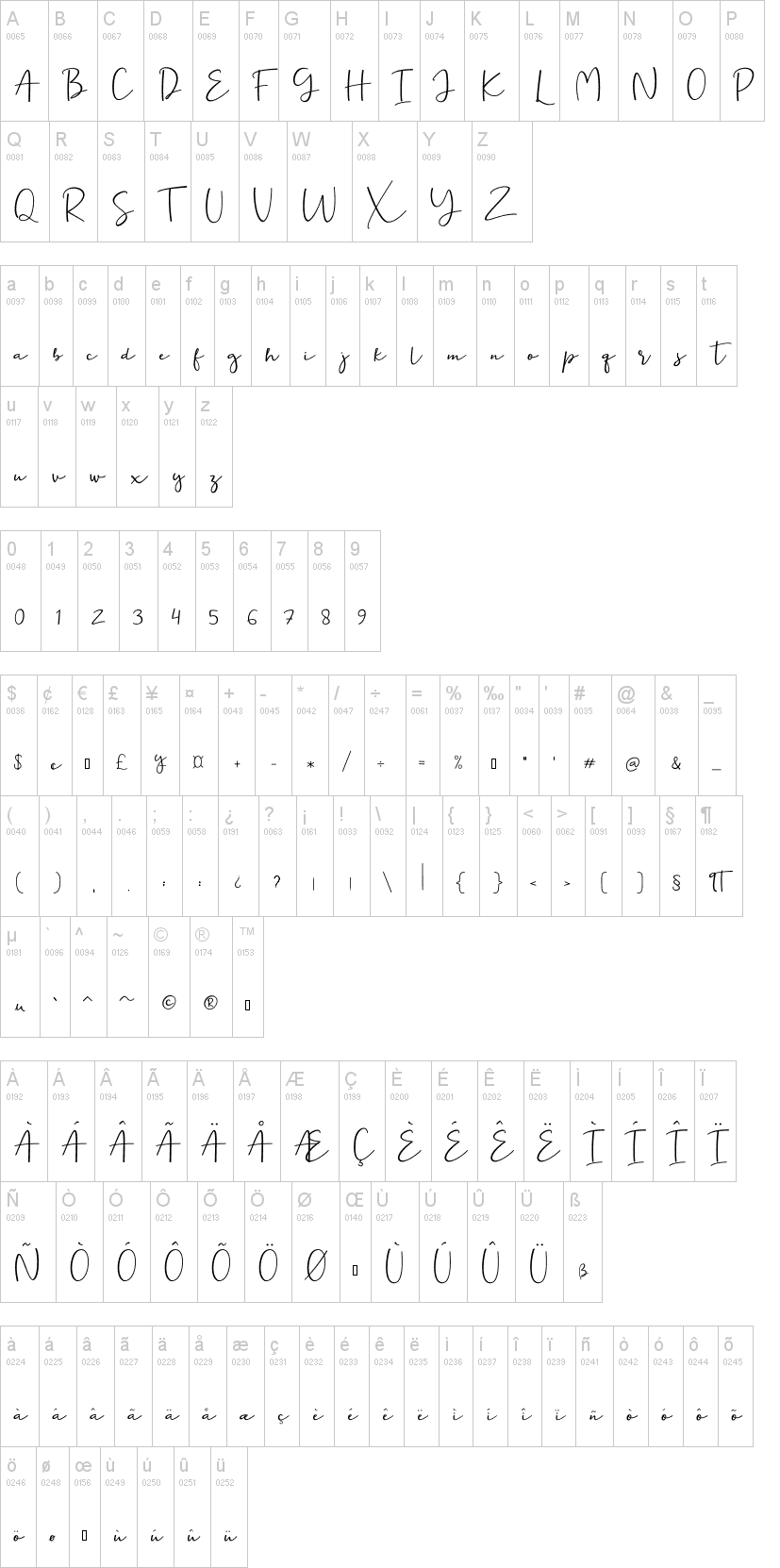 Ernita字符映射图