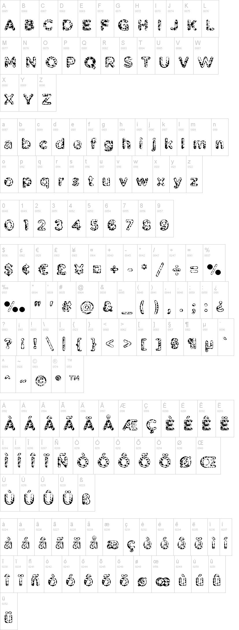 Pabellona (A) Símplex字符映射图
