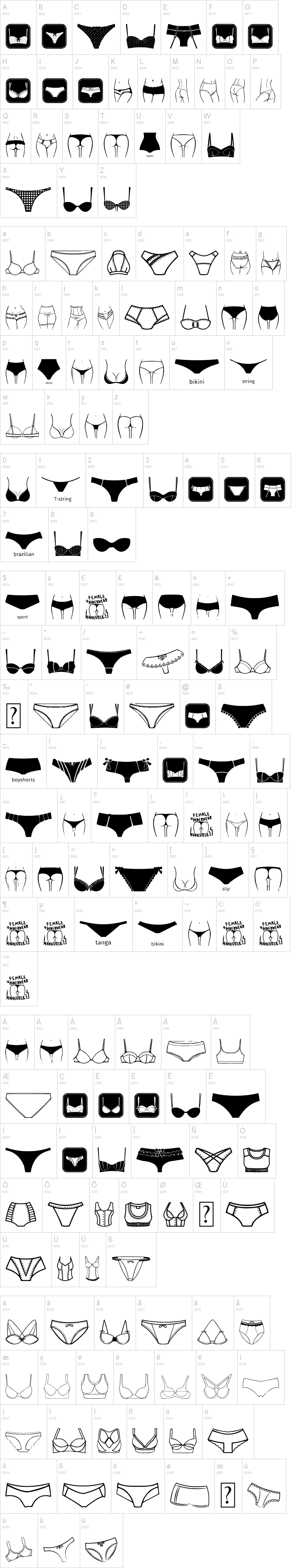 Female Underwear字符映射图