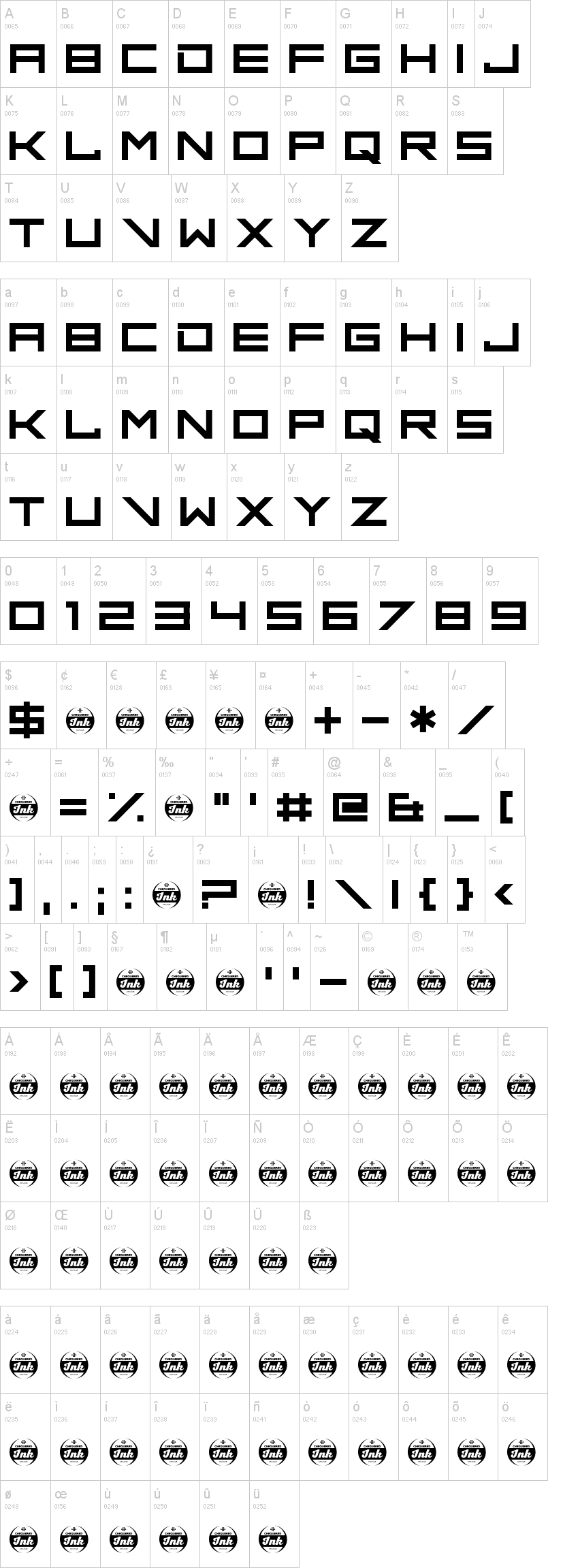 Blend Her字符映射图