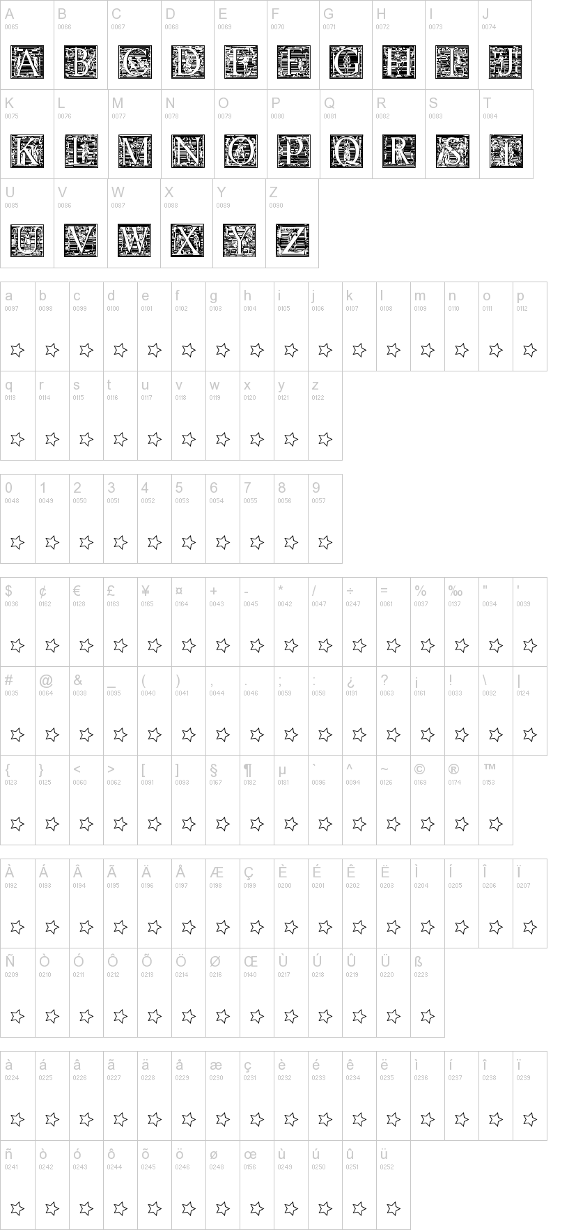 Picto Glyphs字符映射图