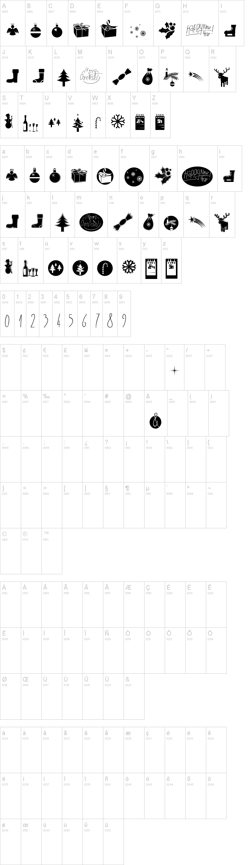 Sunny Merry Christmas字符映射图