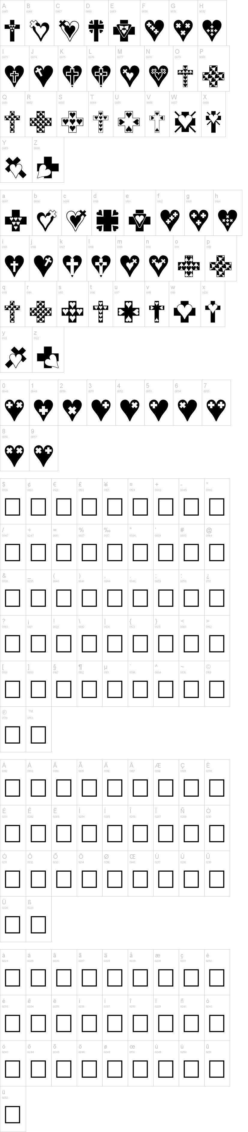 Crosses n Hearts字符映射图