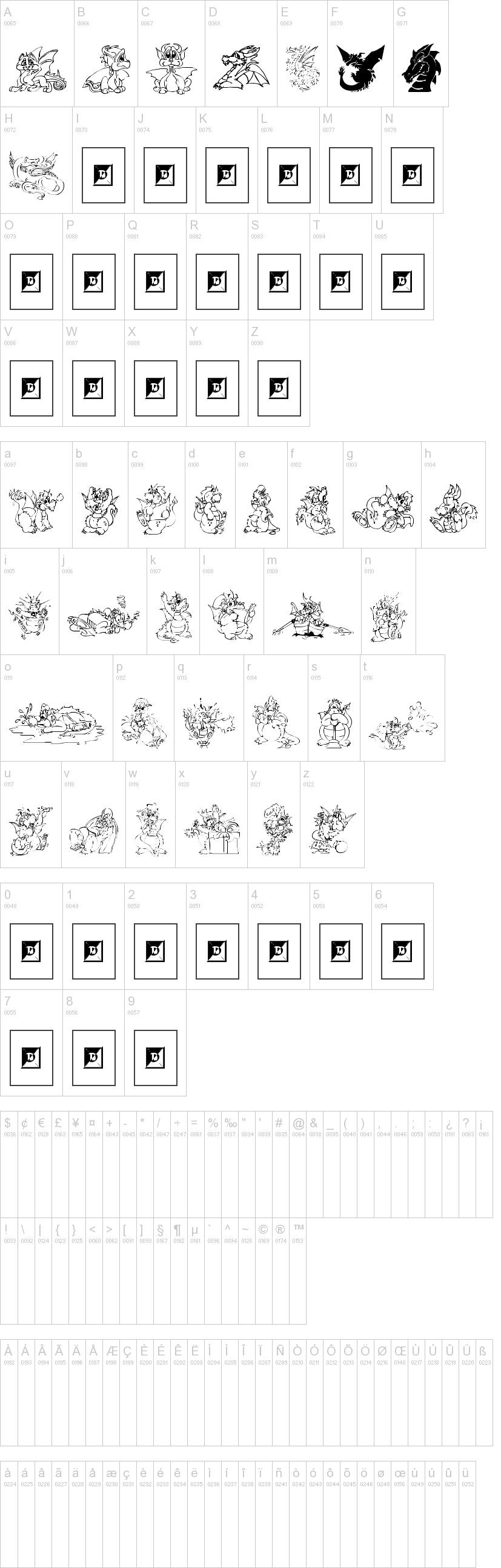 Delightful Lil Dragons字符映射图