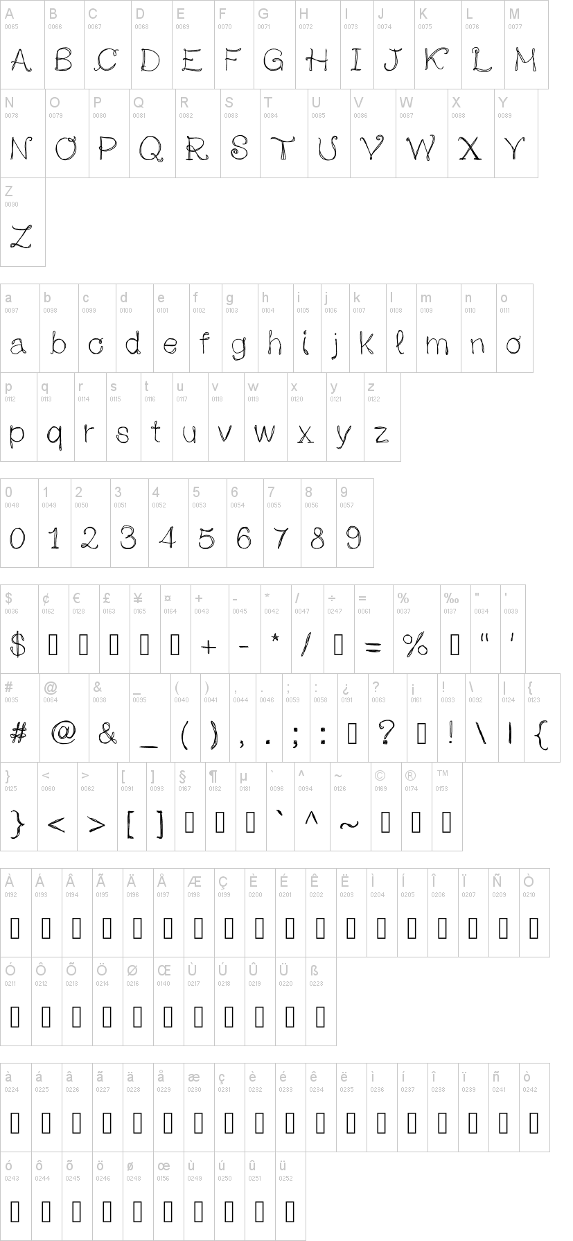A Day In Autumn字符映射图