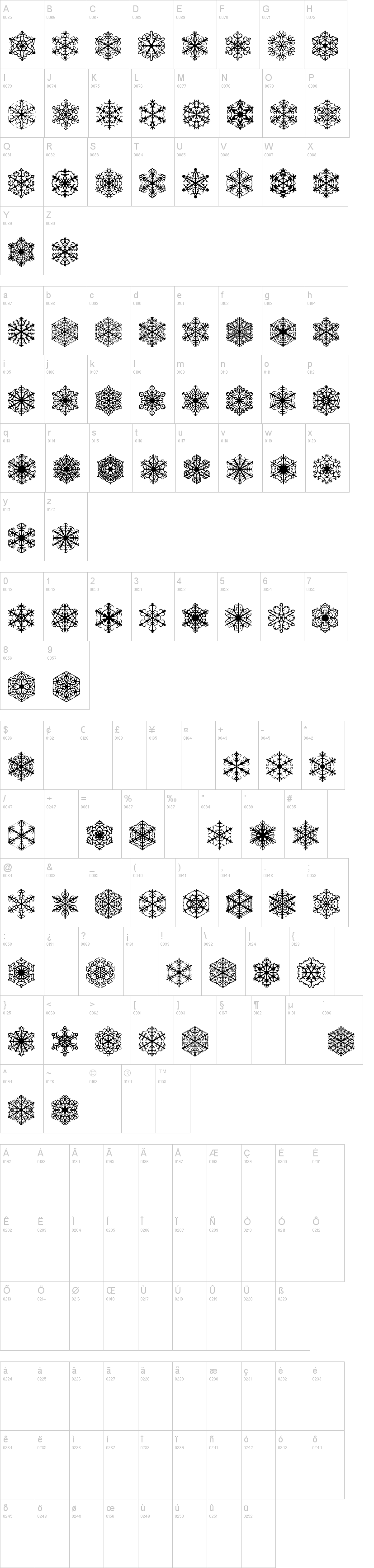 Faux Snow字符映射图