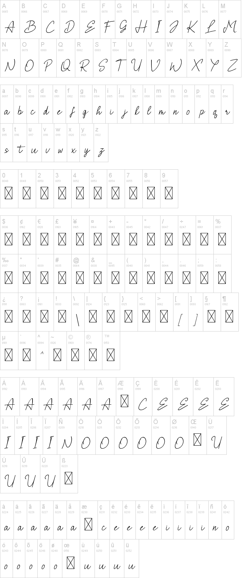Brielle字符映射图
