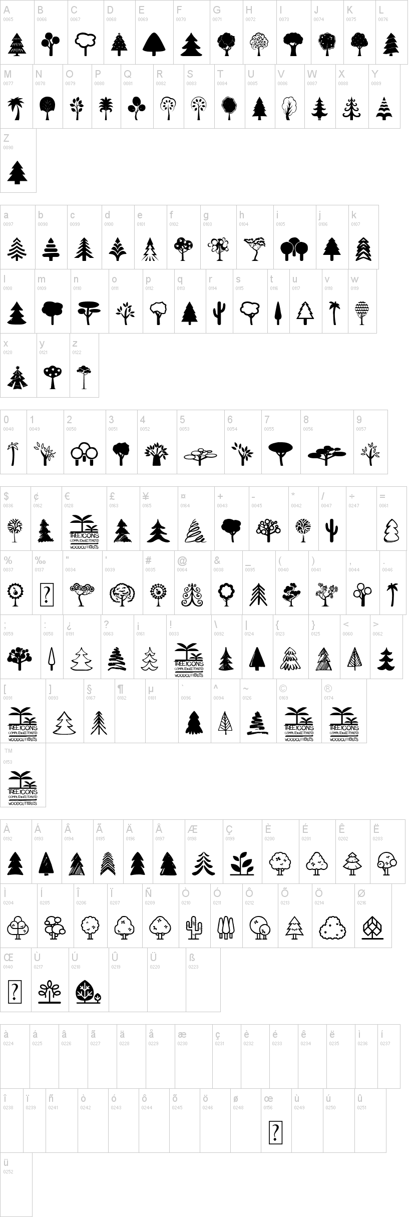 Tree Icons字符映射图