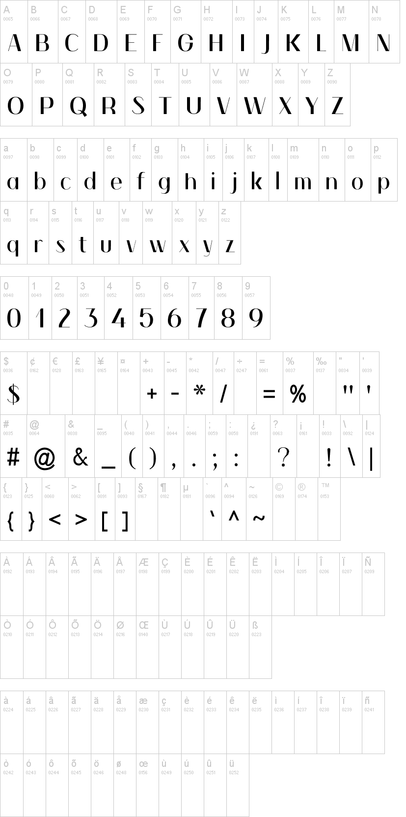 Winter Sans字符映射图