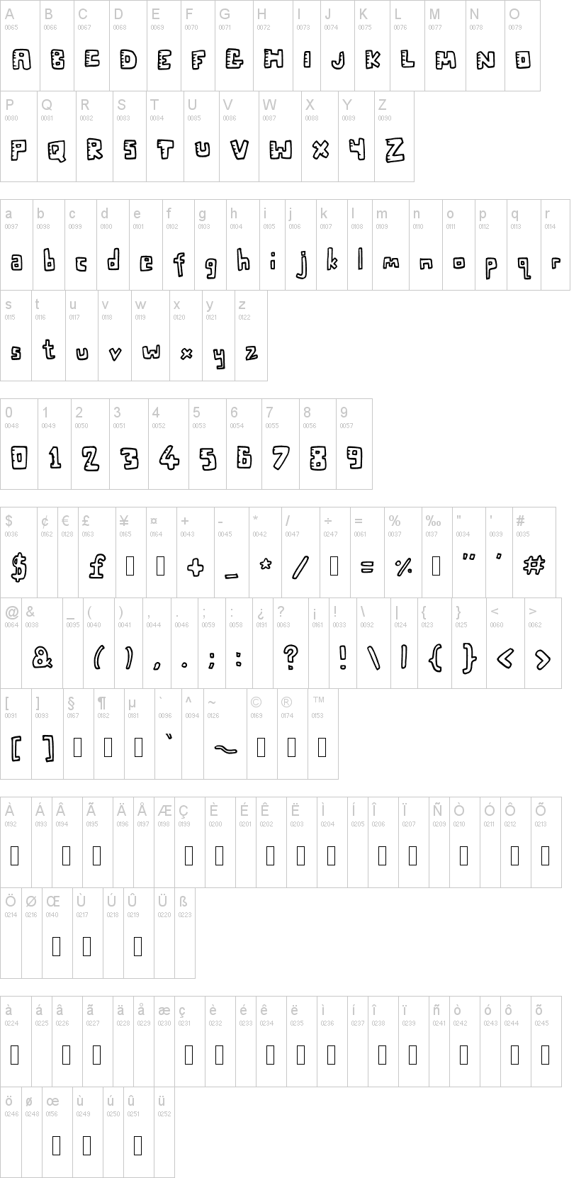 Twenty Twenty字符映射图