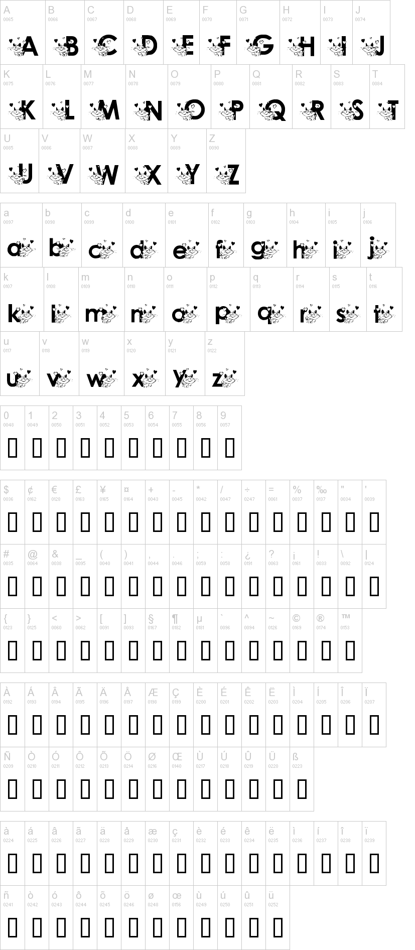 Katzcatz KG字符映射图